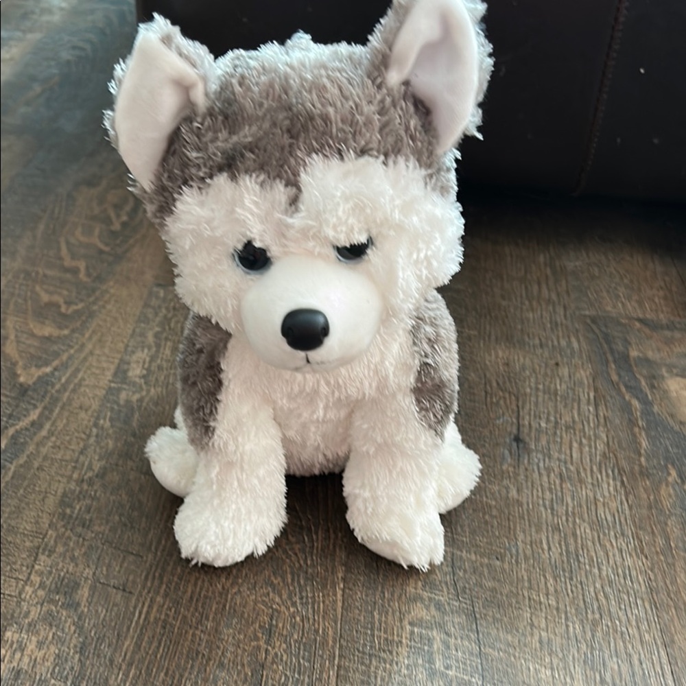 2009 Slush Husky Dog Ty Classic Puppy Plush White Gray Blue Eyed